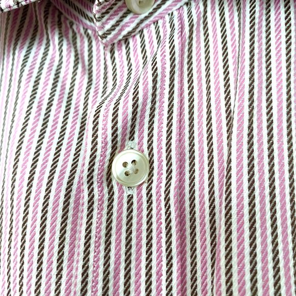Hugo Boss Pink & Grey Striped Dress Shirt | Hugo Boss Mens Shirt - Picture 6 of 8